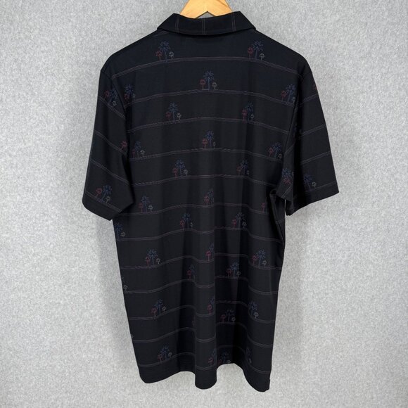 Travis Mathew Mens Honopu Golf Polo Shirt Size XL Black Palm Tree Stripe EUC - Picture 3 of 10